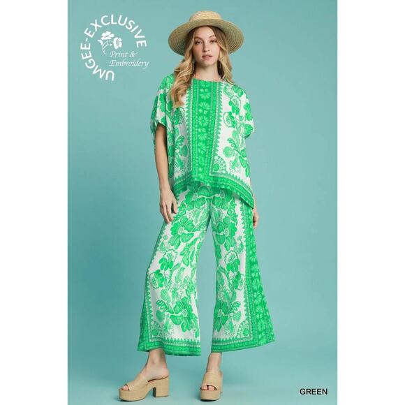 Umgee Floral Wide Leg Pants - Picture 3 of 5